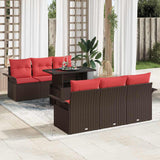 Set Divano da Giardino 7 pcs Marrone Rattan in Polipropilene