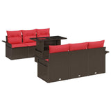 Set Divano da Giardino 7 pcs Marrone Rattan in Polipropilene