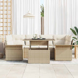 Set Divano da Giardino 7 pcs Beige Rattan in Polipropilene