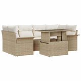 Set Divano da Giardino 7 pcs Beige Rattan in Polipropilene