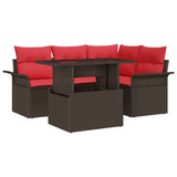 Set Divano da Giardino 5 pcs Marrone Rattan in Polipropilene