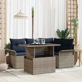 Set Divano da Giardino 5 pcs Grigio Rattan in Polipropilene