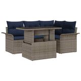 Set Divano da Giardino 5 pcs Grigio Rattan in Polipropilene