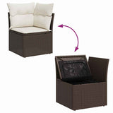 Set Divano da Giardino con cuscino 9 pcs Marrone Poly Rattan