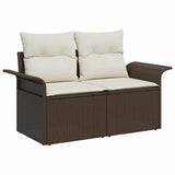 Set Divano da Giardino con cuscino 7 pcs Marrone Poly Rattan