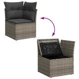 Set Divano da Giardino con cuscino 7 pcs Grigio Poly Rattan