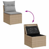 Set Divano da Giardino con cuscino 7 pcs Beige Poly Rattan