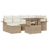 Set Divano da Giardino con cuscino 7 pcs Beige Poly Rattan