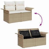 Set Divano da Giardino con cuscino 7 pcs Beige Poly Rattan