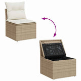 Set Divano da Giardino con cuscino 7 pcs Beige Poly Rattan