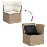 Set Divano da Giardino con cuscino 7 pcs Beige Poly Rattan