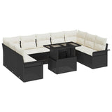Set Divano da Giardino 10 pcs Nero Rattan in Polipropilene