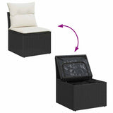 Set Divano da Giardino 10 pcs Nero Rattan in Polipropilene