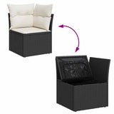 Set Divano da Giardino 10 pcs Nero Rattan in Polipropilene