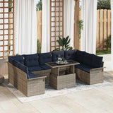 Set Divano da Giardino 10 pcs Grigio Rattan in Polipropilene