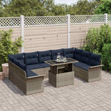 Set Divano da Giardino 10 pcs Grigio Rattan in Polipropilene