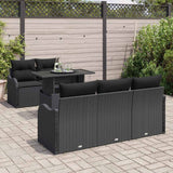 Set Divano da Giardino 6 pcs Nero Rattan in Polipropilene