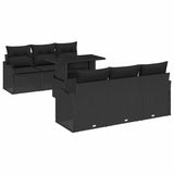 Set Divano da Giardino 7 pcs Nero Rattan in Polipropilene
