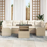 Set Divano da Giardino 8 pcs Beige Rattan in Polipropilene