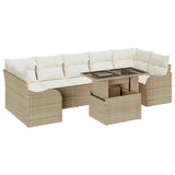 Set Divano da Giardino 8 pcs Beige Rattan in Polipropilene