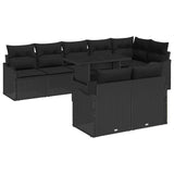 Set Divano da Giardino 9 pcs Nero Rattan in Polipropilene