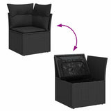 Set Divano da Giardino 9 pcs Nero Rattan in Polipropilene