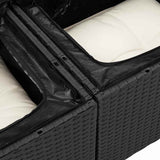 Set Divano da Giardino con cuscino 7 pcs Nero Poly Rattan