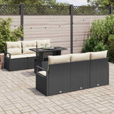 Set Divano da Giardino con cuscino 7 pcs Nero Poly Rattan