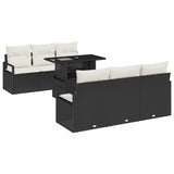 Set Divano da Giardino con cuscino 7 pcs Nero Poly Rattan