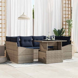 Set Divano da Giardino 7 pcs Grigio Poly Rattan