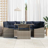 Set Divano da Giardino 7 pcs Grigio Poly Rattan