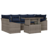 Set Divano da Giardino 7 pcs Grigio Poly Rattan