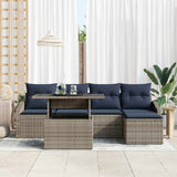 Set Divano da Giardino con cuscino 6 pcs Grigio e Blu Navy