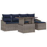 Set Divano da Giardino con cuscino 6 pcs Grigio e Blu Navy