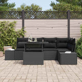 Set Divano da Giardino con archiviazione 6 pcs Nero Poly Rattan