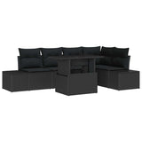 Set Divano da Giardino con archiviazione 6 pcs Nero Poly Rattan