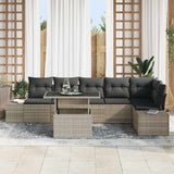 Set Divano da Giardino 7 pcs Grigio chiaro Poly Rattan