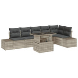 Set Divano da Giardino 7 pcs Grigio chiaro Poly Rattan