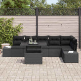 Set Divano da Giardino con archiviazione 7 pcs Nero Poly Rattan