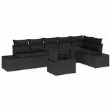 Set Divano da Giardino con archiviazione 7 pcs Nero Poly Rattan