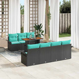 Set Divano da Giardino con archiviazione 8 pcs Nero Poly Rattan