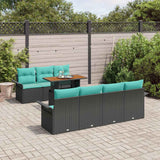 Set Divano da Giardino con archiviazione 8 pcs Nero Poly Rattan