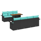 Set Divano da Giardino con archiviazione 8 pcs Nero Poly Rattan