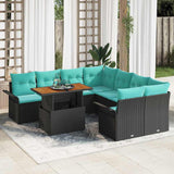 Set Divano da Giardino con archiviazione 9 pcs Nero Poly Rattan
