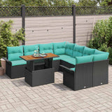 Set Divano da Giardino con archiviazione 9 pcs Nero Poly Rattan