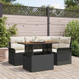 Set Divano da Giardino con archiviazione 5 pcs Nero Poly Rattan
