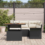 Set Divano da Giardino con archiviazione 5 pcs Nero Poly Rattan