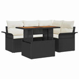 Set Divano da Giardino con archiviazione 5 pcs Nero Poly Rattan