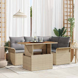 Set Divano da Giardino 5 pcs Beige Poly Rattan