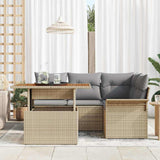 Set Divano da Giardino 5 pcs Beige Poly Rattan